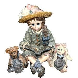 Yesterday’s Child collectibles Charming Figurine of Girl with Hat and Pets